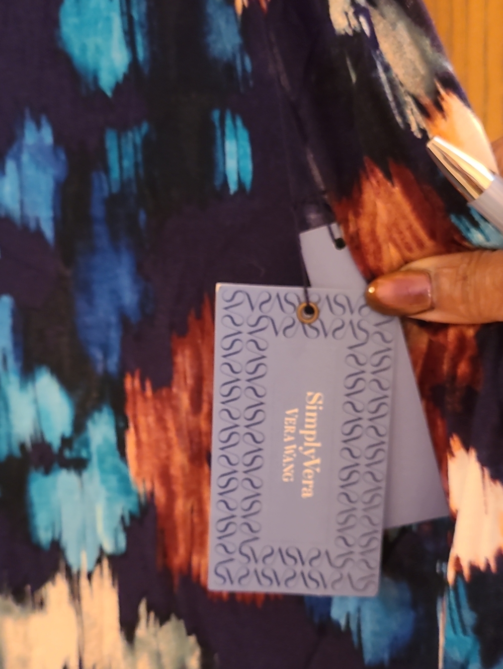 Simply Vera Vera Wang Navy, Teal & Rust Abstract Dress